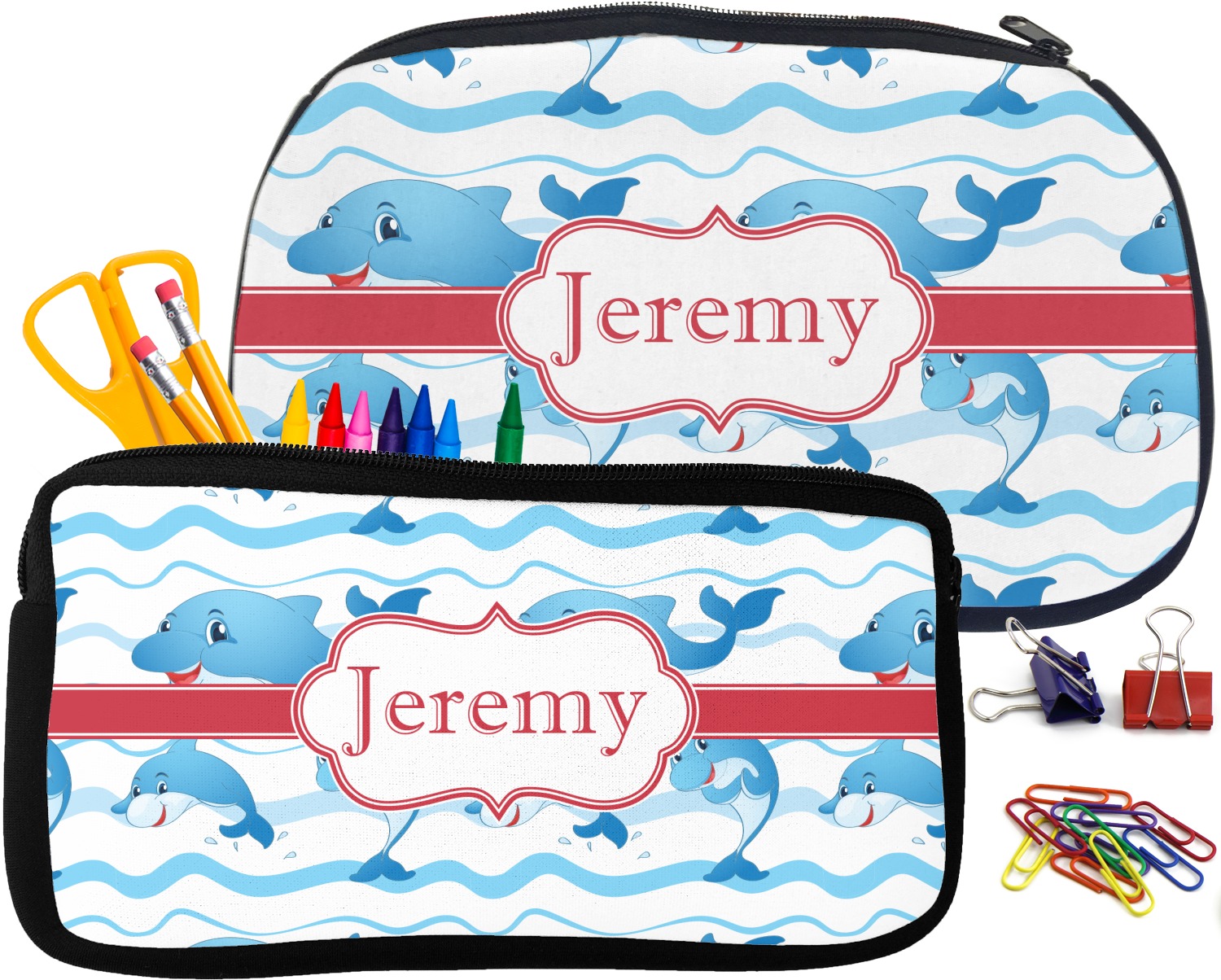 Custom Dolphins Neoprene Pencil Case (Personalized)