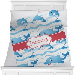 Dolphins Minky Blanket - Toddler / Throw - 60"x50" - Single Sided (Personalized)