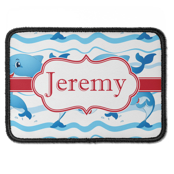 Custom Dolphins Iron On Rectangle Patch w/ Name or Text