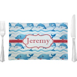 Dolphins Glass Rectangular Lunch / Dinner Plate (Personalized)