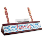 Dolphins Red Mahogany Nameplate with Business Card Holder (Personalized)