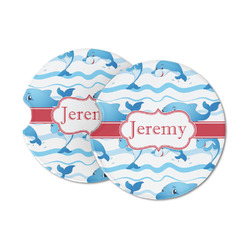 Dolphins Sandstone Car Coasters - Set of 2 (Personalized)