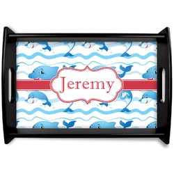 Dolphins Black Wooden Tray - Small (Personalized)