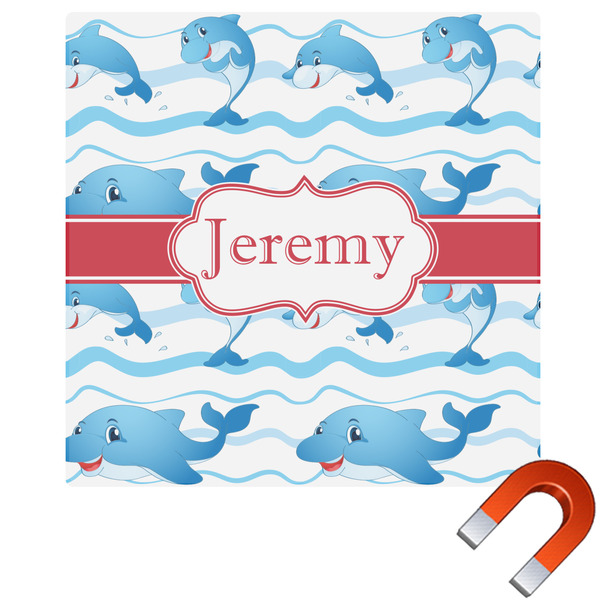 Custom Dolphins Square Car Magnet - 10" (Personalized)