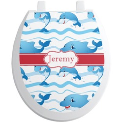 Dolphins Toilet Seat Decal - Round (Personalized)