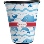 Dolphins Waste Basket - Single Sided (Black) (Personalized)