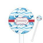 Dolphins 5.5" Round Plastic Stir Sticks - White - Double Sided (Personalized)
