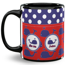 Whale 11 Oz Coffee Mug - Black (Personalized)