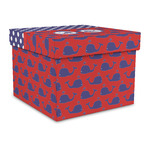 Whale Gift Box with Lid - Canvas Wrapped - Large (Personalized)