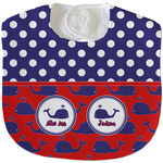 Whale Velour Baby Bib w/ Name or Text