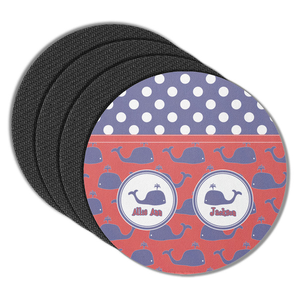 Custom Whale Round Rubber Backed Coasters - Set of 4 (Personalized)