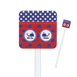 Whale Square Plastic Stir Sticks - Double Sided (Personalized)