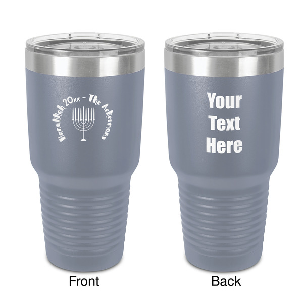 Custom Hanukkah 30 oz Stainless Steel Tumbler - Grey - Double-Sided (Personalized)