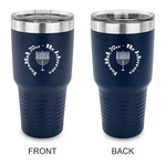 Hanukkah 30 oz Stainless Steel Tumbler - Navy - Double Sided (Personalized)