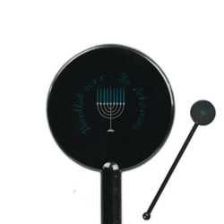 Hanukkah 5.5" Round Plastic Stir Sticks - Black - Single Sided (Personalized)