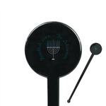 Hanukkah 7" Round Plastic Stir Sticks - Black - Double Sided (Personalized)