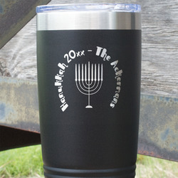 Hanukkah 20 oz Stainless Steel Tumbler - Black - Single Sided (Personalized)