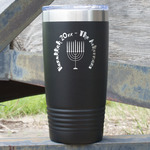 Hanukkah 20 oz Stainless Steel Tumbler - Black - Double Sided (Personalized)