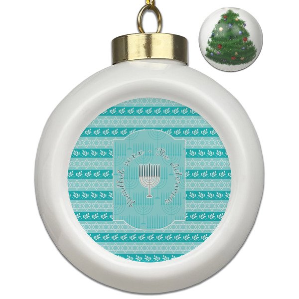 Custom Hanukkah Ceramic Ball Ornament - Christmas Tree (Personalized)