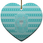 Hanukkah Heart Ceramic Ornament w/ Name or Text