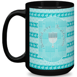 Hanukkah 15 Oz Coffee Mug - Black (Personalized)