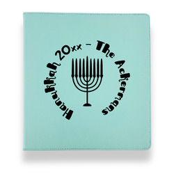 Hanukkah Leather Binder - 1" - Teal (Personalized)
