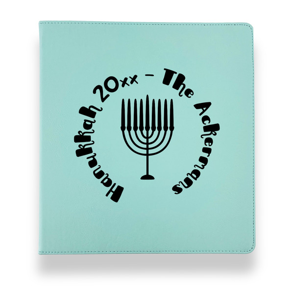 Custom Hanukkah Leather Binder - 1" - Teal (Personalized)