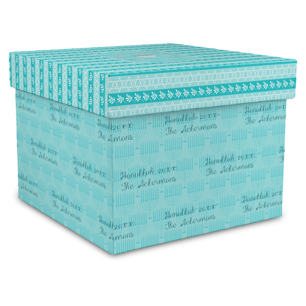 Custom Hanukkah Gift Box with Lid - Canvas Wrapped - X-Large (Personalized)