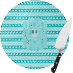 Hanukkah Round Glass Cutting Board - Medium (Personalized)