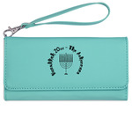 Hanukkah Ladies Leatherette Wallet - Laser Engraved- Teal (Personalized)