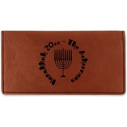 Hanukkah Leatherette Checkbook Holder - Single Sided (Personalized)