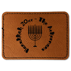 Hanukkah Faux Leather Iron On Patch - Rectangle (Personalized)