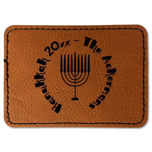 Custom Hanukkah Faux Leather Iron On Patch - Rectangle (Personalized)