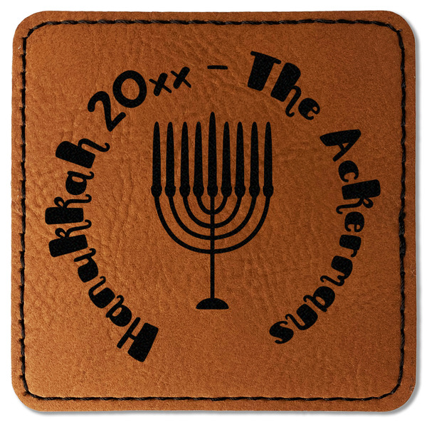 Custom Hanukkah Faux Leather Iron On Patch - Square (Personalized)