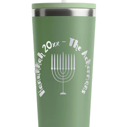 Hanukkah RTIC Everyday Tumbler with Straw - 28oz - Light Green - Single-Sided (Personalized)