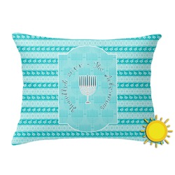 Hanukkah Outdoor Throw Pillow (Rectangular) (Personalized)