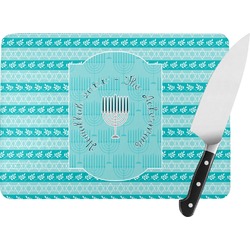 Hanukkah Rectangular Glass Cutting Board - Large - 15.25"x11.25" w/ Name or Text