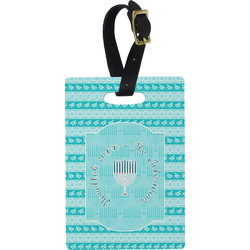 Hanukkah Plastic Luggage Tag - Rectangular w/ Name or Text