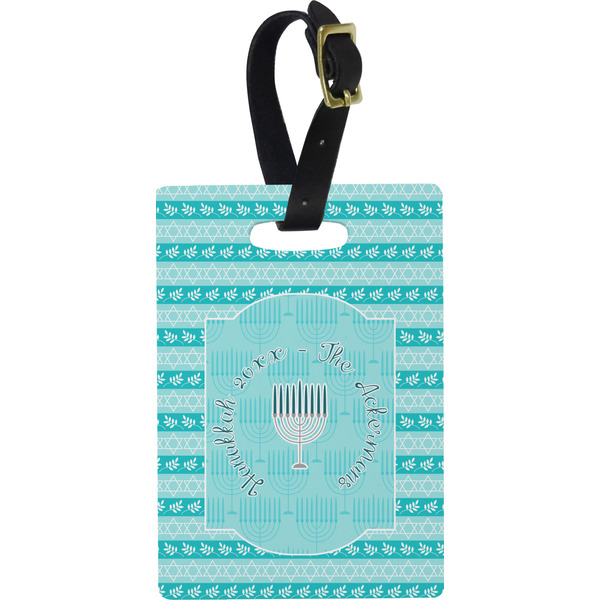 Custom Hanukkah Plastic Luggage Tag - Rectangular w/ Name or Text