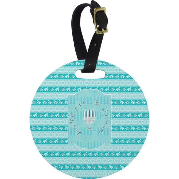 Custom Hanukkah Plastic Luggage Tag - Round (Personalized)