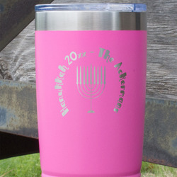Hanukkah 20 oz Stainless Steel Tumbler - Pink - Double Sided (Personalized)