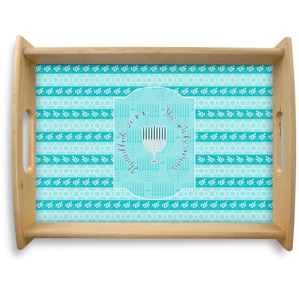 Custom Hanukkah Natural Wooden Tray - Large (Personalized)