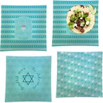 Hanukkah Set of 4 Glass Square Lunch / Dinner Plate 9.5" (Personalized)