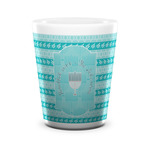 Hanukkah Ceramic Shot Glass - 1.5 oz - White - Single (Personalized)