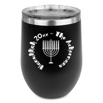 Hanukkah Stemless Stainless Steel Wine Tumbler - Black - Double Sided (Personalized)