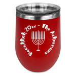 Hanukkah Stemless Stainless Steel Wine Tumbler - Red - Double Sided (Personalized)