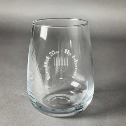 Hanukkah Stemless Wine Glass (Single) (Personalized)