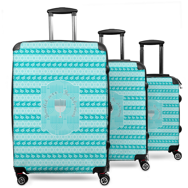 Custom Hanukkah 3 Piece Luggage Set - 20" Carry On, 24" Medium Checked, 28" Large Checked (Personalized)