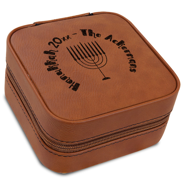 Custom Hanukkah Travel Jewelry Box - Leather (Personalized)