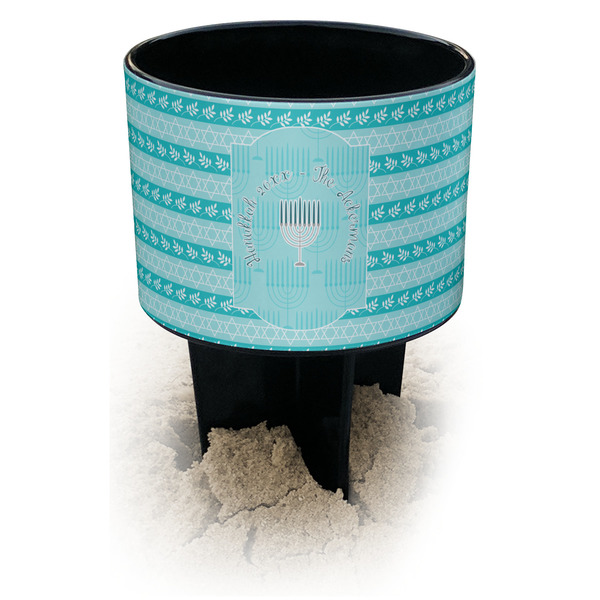 Custom Hanukkah Black Beach Spiker Drink Holder (Personalized)